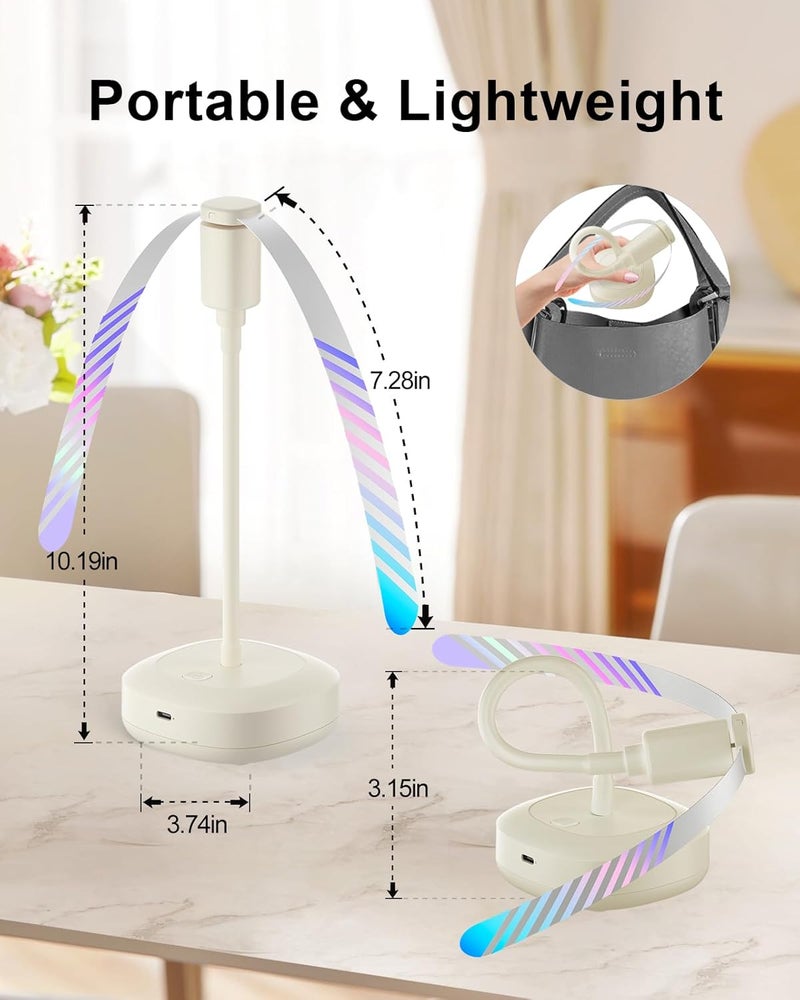 Edvision 4 Pack Food Table Fan, 2000mAh USB Powered Rechargeable Food Fan, Portable Fan with Flexible Goose-Neck and Soft Blades for BBQ, Patio, Party (Beige) - Image 3